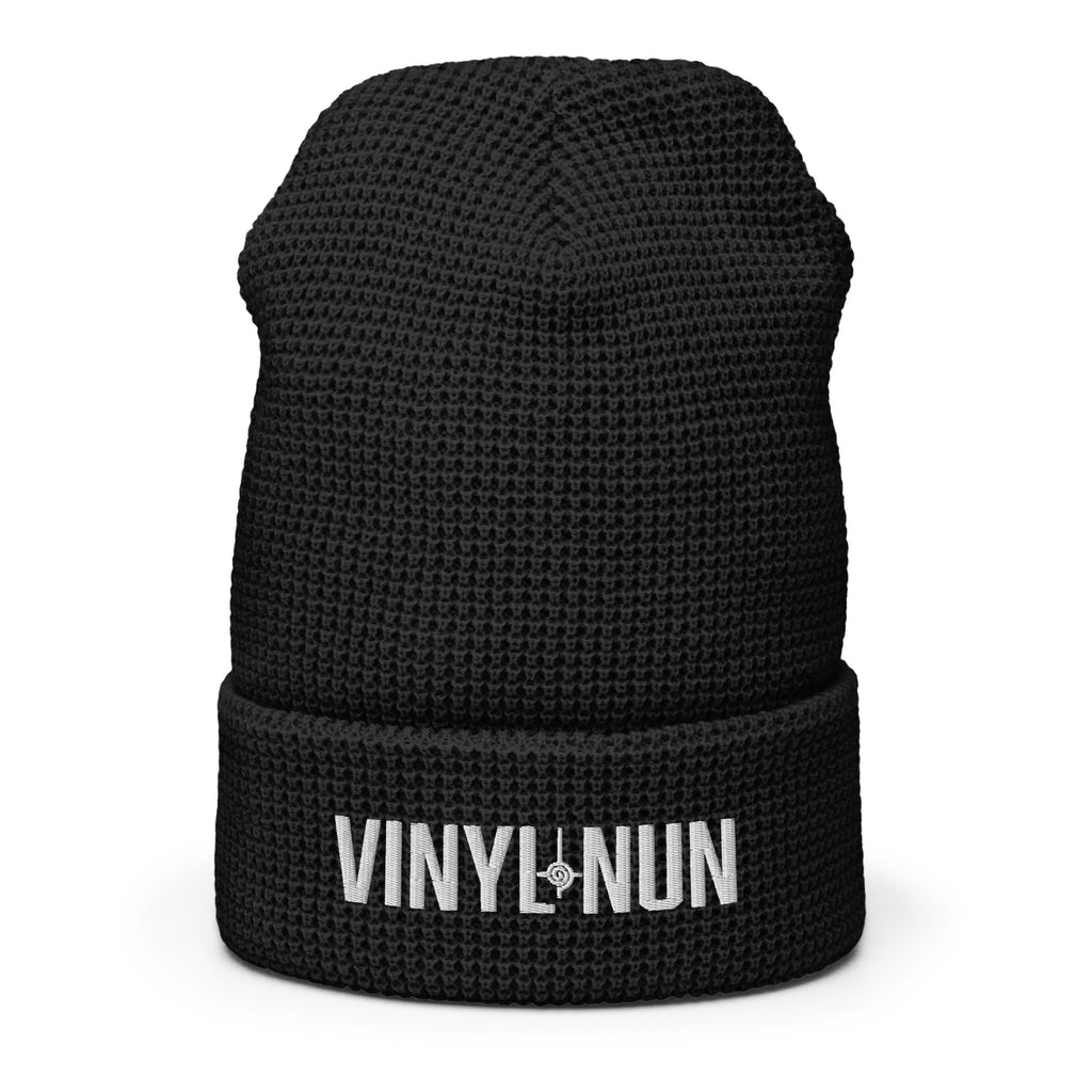 VINYL NUN classic logo waffle knit beanie - streetwear hat 2